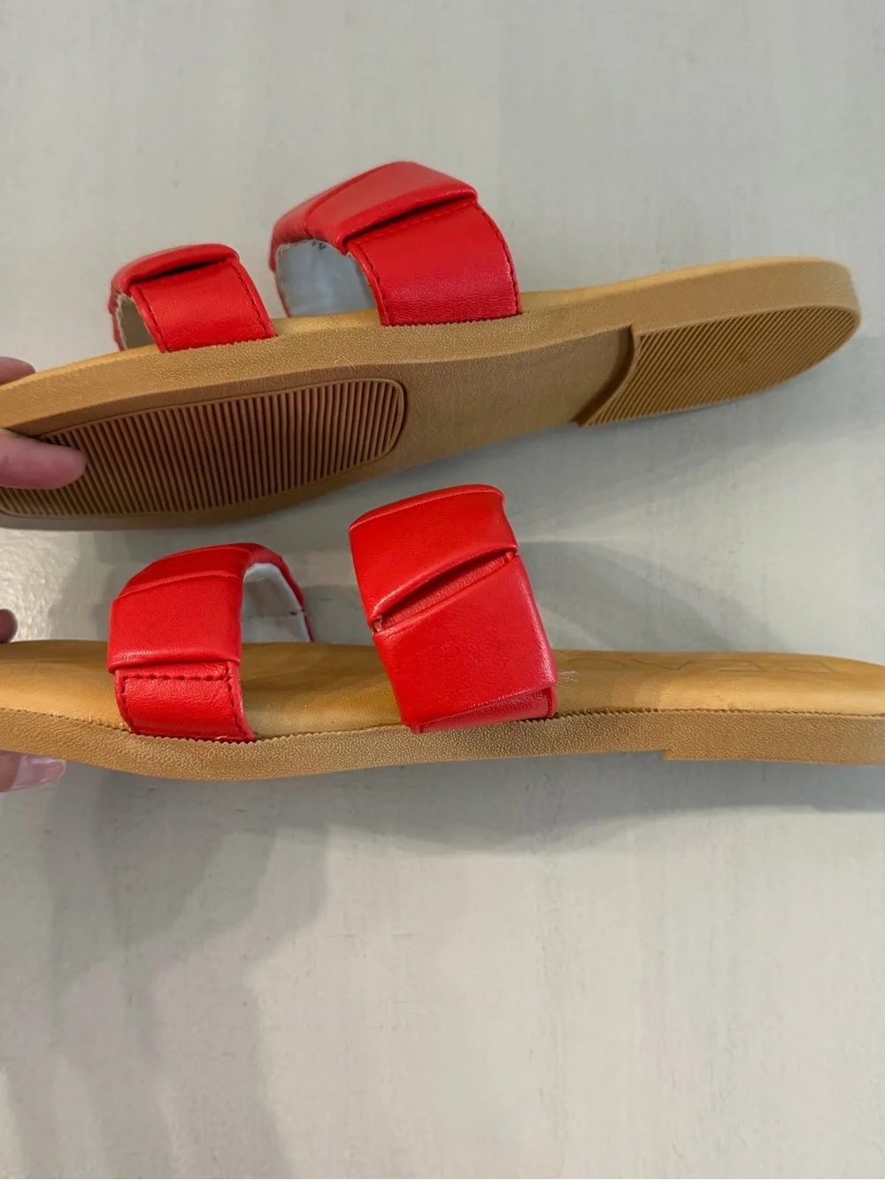 Beach by Matisse Women’s Zuri Red Double Strap Leather Slide Sandals Sz 8M NWOT